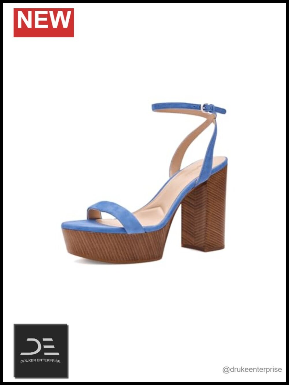 Luxe Leather Platform Heeled Sandals Block Heel Ankle Strap